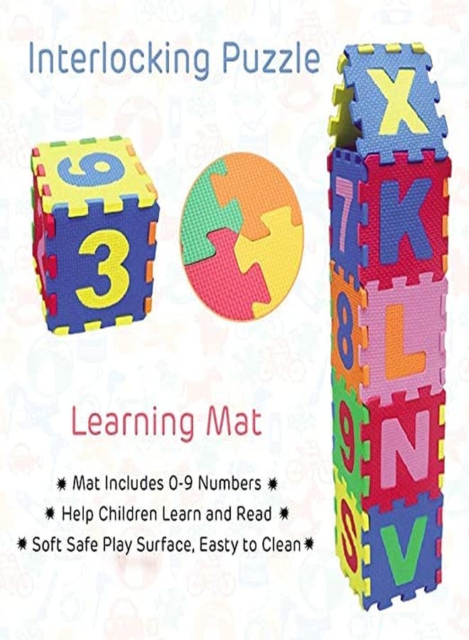 Shopfleet 36 Pieces Mini Puzzle Foam Mat for Kids, Interlocking Learning Alphabet and Number Mat for Kids - Multi-Color - Image 4